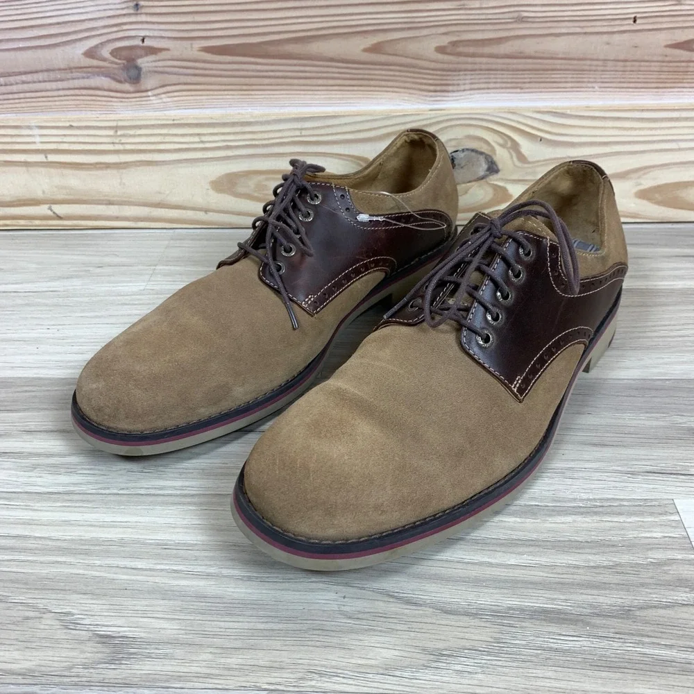 Johnston & Murphy Oxford Mens 9.5 Brown Tan Suede‎ Leather Saddle Shoes Academia